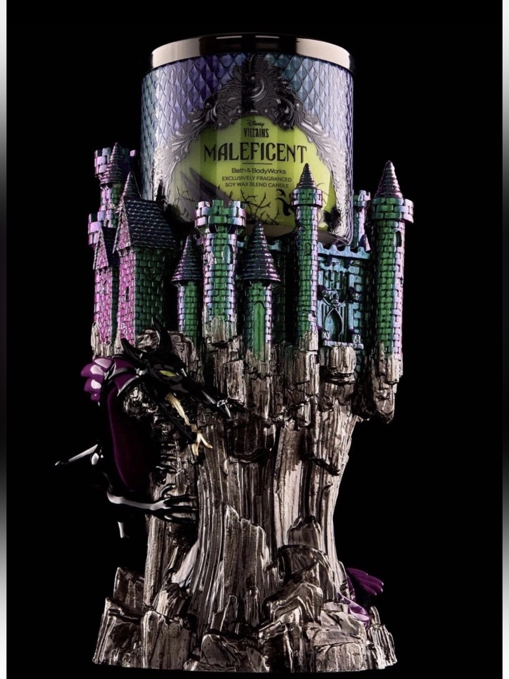 NWT Rare Disney Maleficent Bath & Body Works Candle Holder Disney Villains - Picture 6 of 7